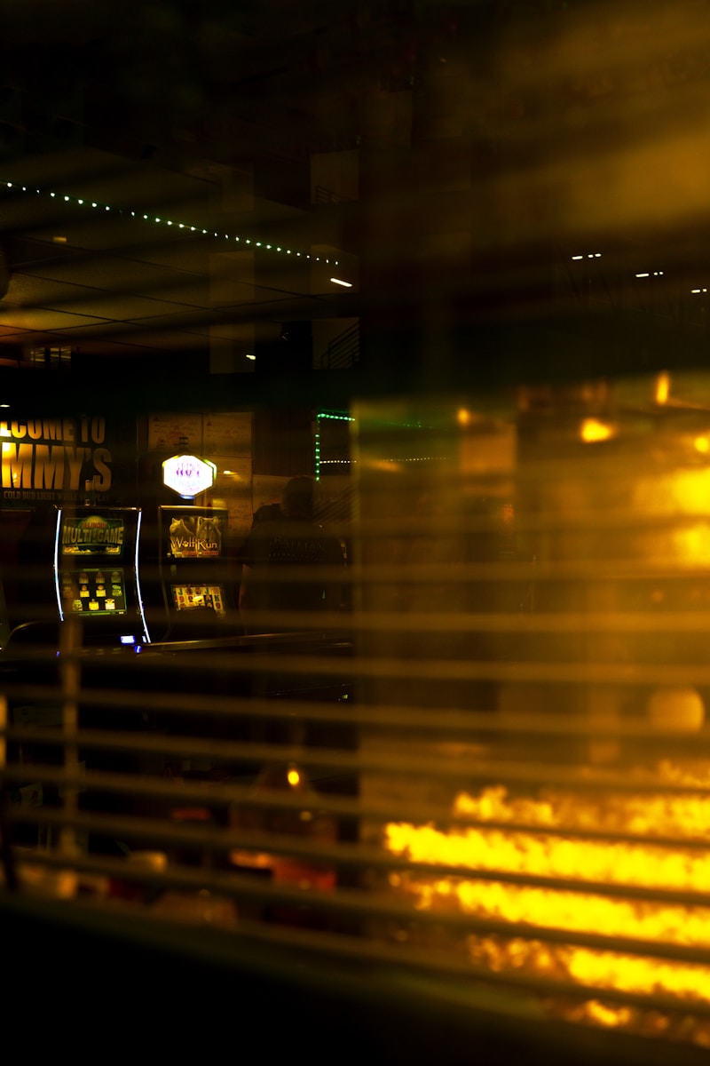 A blurry image of a city street at night